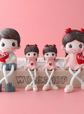 客厅摆件装饰品现代桌面轻奢摆设亲子玩偶吊脚娃娃新居室内工艺