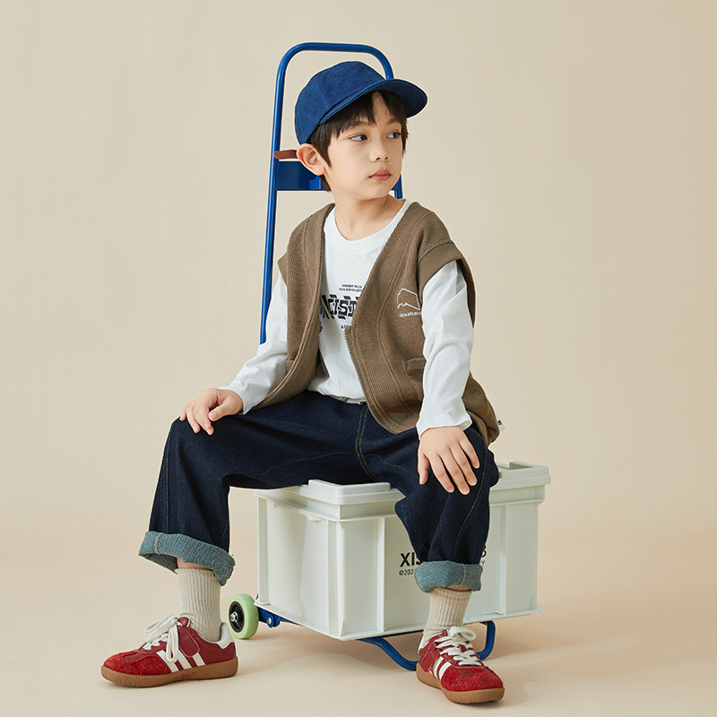 多多家男童马甲春秋季刺绣针织儿童马夹华夫格针织秋装无袖上衣,淘宝优惠券,粉丝福利购,淘宝优惠卷