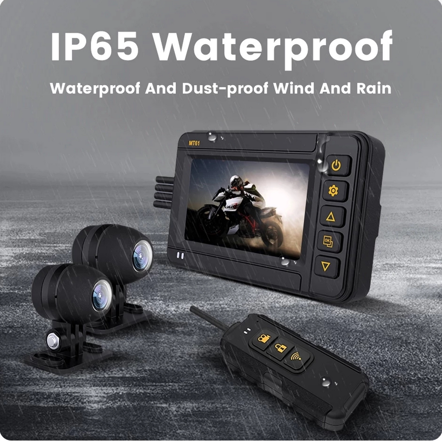 2K 2560*1440P Motorcycle Dash Cam 3"IPS Screen Black Box DVR