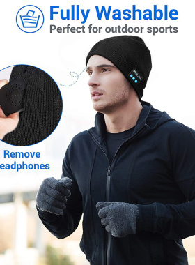 Wireless Bluetooth Headphones Beanie Hat Winter Sport Music