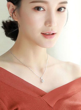 项链女铂金PT999 轻奢小众女款锁骨链白金吊坠送女友女生生日礼物