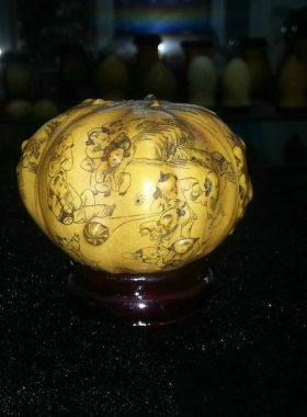 刘增元针画雕刻疙瘩葫芦三圆童子