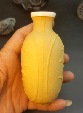 丰一阁精品猛犸口花模蝶恋花圆瓶鼻烟壶瓶摆件葫芦匏器手把件天然