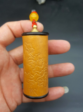 丰一阁精品挂件手把件津门砑花富贵花开本长天然老葫芦筒子鼻烟壶
