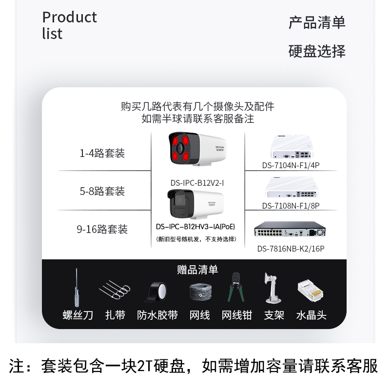 4路200万室内外监控摄像机红外夜视 POE供电送硬盘IPC-B12V2-I - 图3