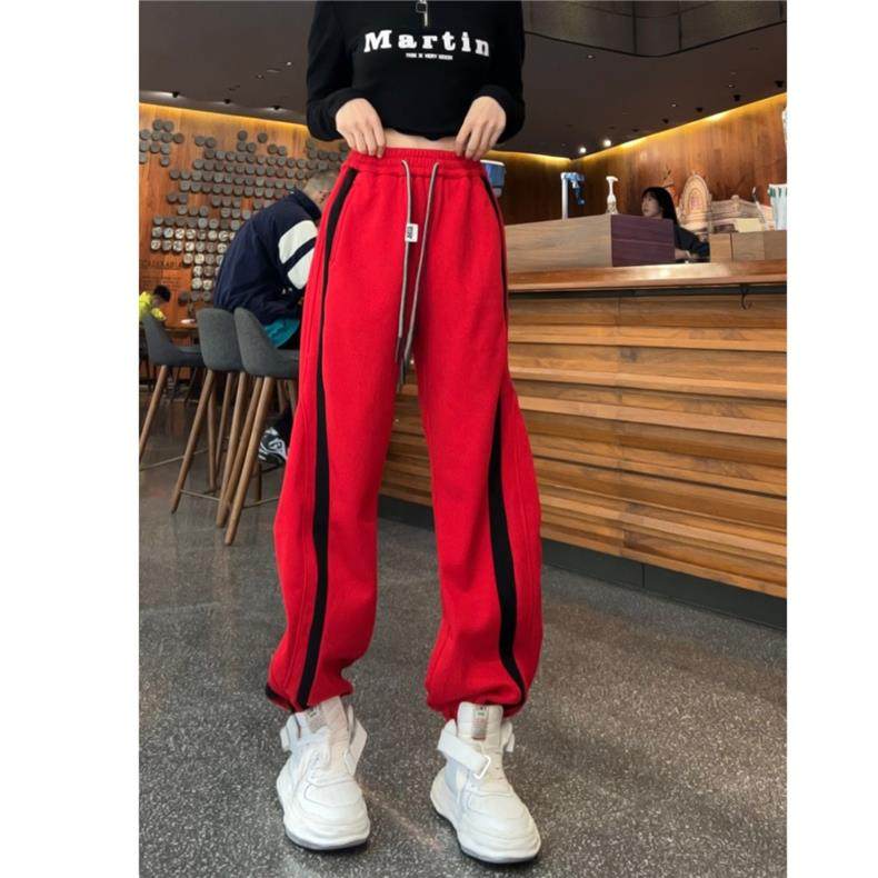 2024秋季新款潮酷韩版运动休闲裤女宽松刺绣百搭卫裤白色显瘦裤子,淘宝优惠券,粉丝福利购,淘宝优惠卷