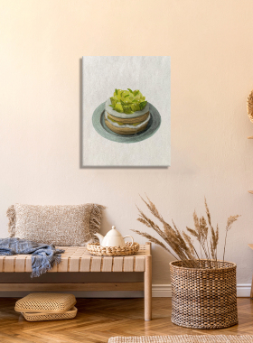 无框画Lilou复古抹茶蛋糕静物客厅装饰画甜品店ins风餐厅墙面挂画