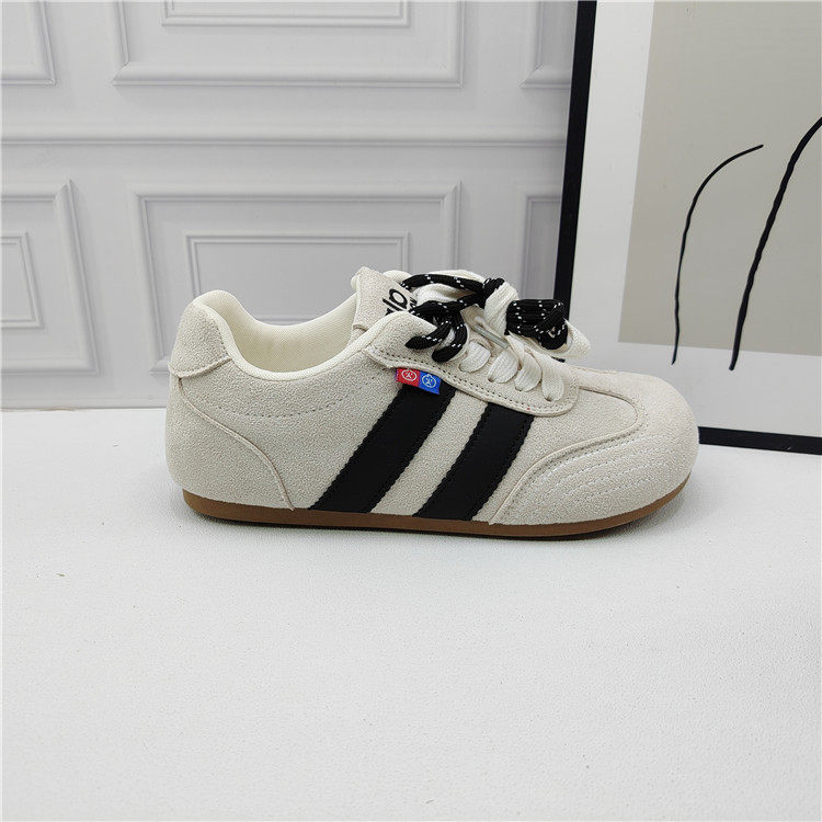 工厂清仓处理圆头拼色德训鞋女白色系带休闲运动鞋学院风圆头板鞋,淘宝优惠券,粉丝福利购,淘宝优惠卷