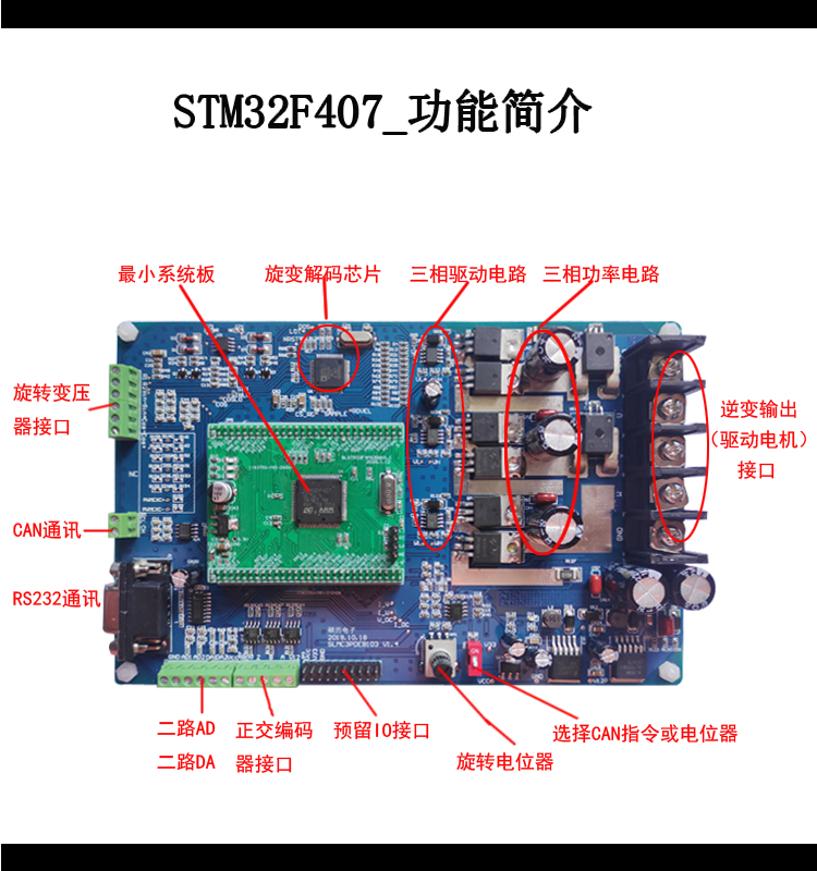 STM32F407旋转变压器PMSM电机控制开发板SVPWM的FOC速度电流扭矩-图0