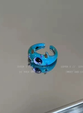 小怪兽鬼马精灵童趣可爱独眼怪兽戒指女个性小众设计独特开口