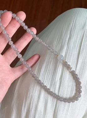 烟紫玉灰玛瑙双圈手链女和田玉草莓晶串珠手串个性多圈设计