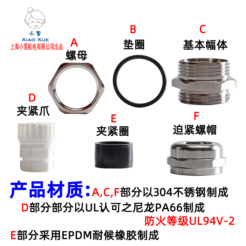 不锈钢电缆固定头M72*2.0 304不锈钢电缆防水接头 线缆固定锁紧头 - 图0