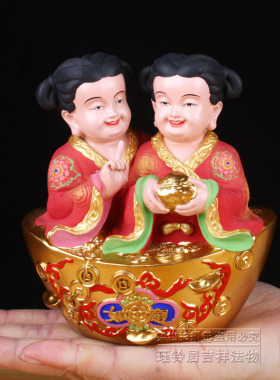 2024李居明 和合二圣  居家客厅工艺品婚礼新人礼品二仙 摆件