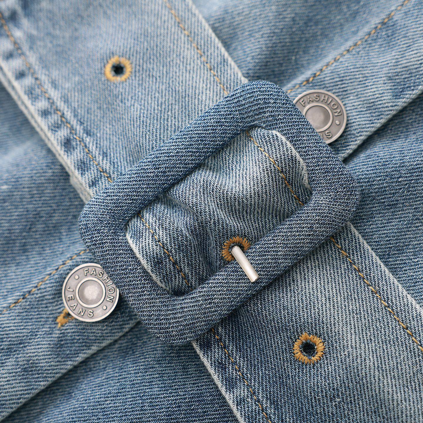 气质复古磨白翻领系带收腰牛仔衬衫女早春2026新款长袖休闲上装潮,淘宝优惠券,粉丝福利购,淘宝优惠卷