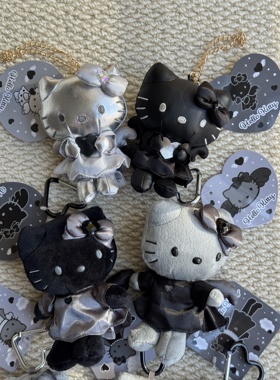 【现货秒发】正品NIC日本hellokitty黑皮长腿 炭黑天使毛绒挂件