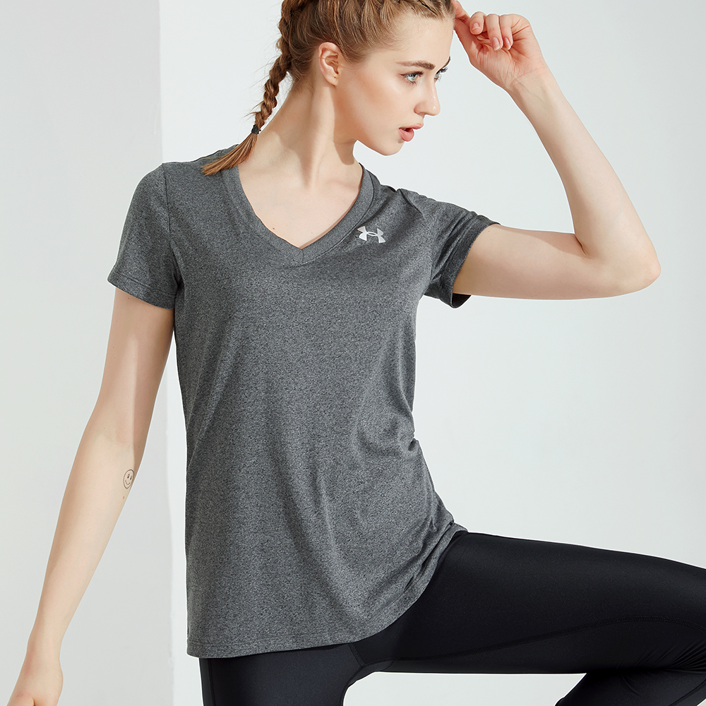 Under Armour 安德玛 UA 女 Tech V领 速干 修身 T桖 短袖1271517 - 图1