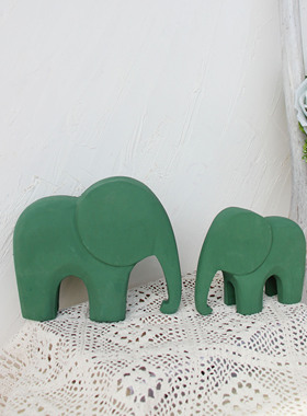 ins象摆件北欧风极简风大象雕刻家居装饰摆件木质工艺品彩绘呆萌