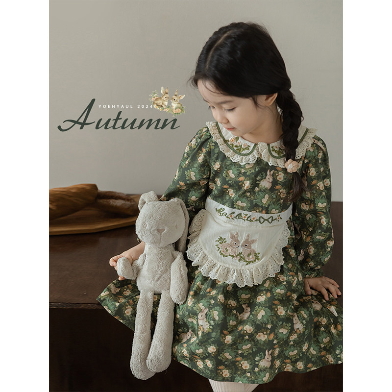 幼悠女童拼接假两件小围裙连衣裙2025春秋萌趣可爱碎花兔兔裙子潮,淘宝优惠券,粉丝福利购,淘宝优惠卷