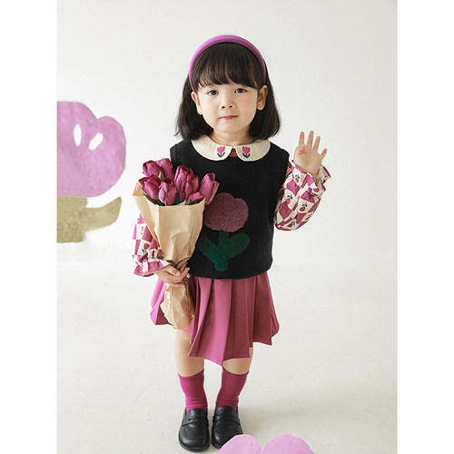 幼悠女童秋冬毛衣背心数码印花精巧刺绣宝宝可爱宽松娃娃领衬衣潮 - 图2