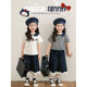 Youyou Girls College Style Series 2025 Summer Children's Navy Lapel Shirt POLO Loose Straight Leg Eight-Point Pants trendy