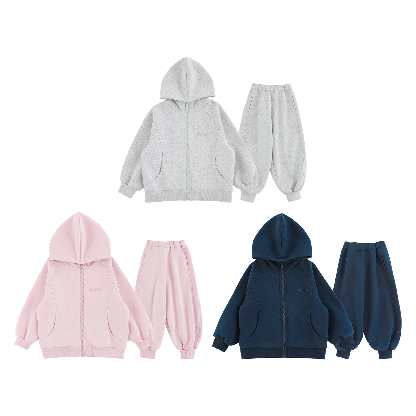 幼悠女童纯色运动套装秋季罗纹收束防风保温简约休闲风裤子外套潮 - 图3