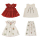 Youyou Girls Suit Summer New Flower Embroidered Babydoll Dress Loose Straight Nine-Point Woven Pants