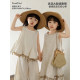 Youyou Girls Suit Summer Sleeveless Shell Ribbon Baby Sweater Jacquard Cotton Dress Nine-Point Pants