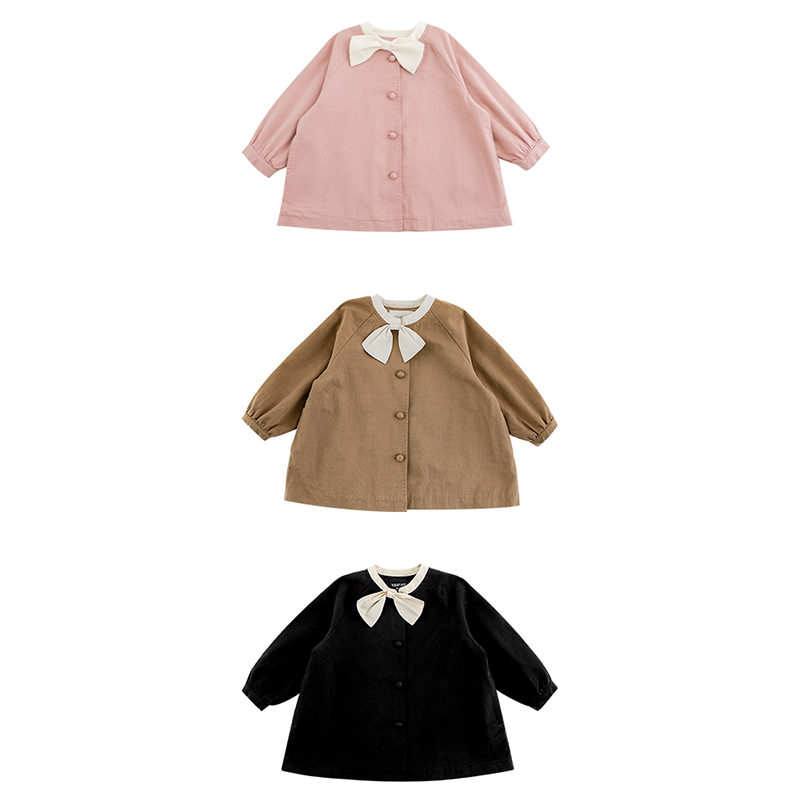 幼悠女童甜美娇俏蝴蝶结风衣中长款春秋撞色吸睛舒适领圈休闲外套 - 图3