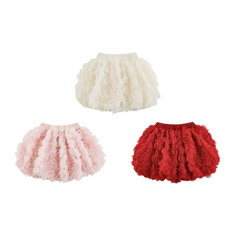 幼悠女童玫瑰网纱花苞裙2025冬季儿童甜美可爱亲肤舒适公主半身裙,淘宝优惠券,粉丝福利购,淘宝优惠卷