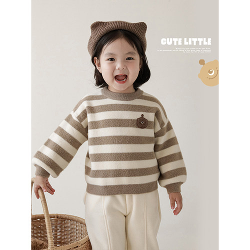 幼悠 女童怪兽出击Q萌绣标毛衣冬季儿童童趣可爱细腻罗纹保暖上衣 - 图0