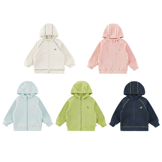 Young girls' polar fleece plush jacket in winter, fashionable and cute, contrasting color, boneless stitching, windproof and warm top, trendy