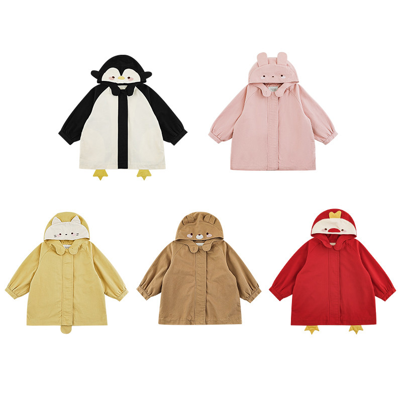 幼悠女童趣味造型刺绣风衣2025春秋童趣可爱防风保暖插肩袖外套潮,淘宝优惠券,粉丝福利购,淘宝优惠卷