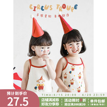 Young Yo-yo Circus Series Girl Harnesses Summer Thin cartoon printed womens baby vest breathable cool blouses