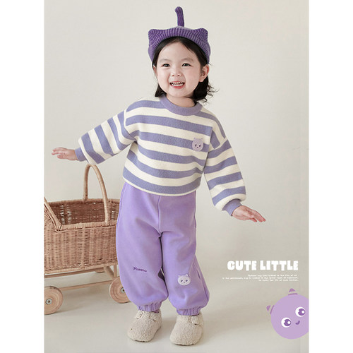 幼悠 女童怪兽出击Q萌绣标毛衣冬季儿童童趣可爱细腻罗纹保暖上衣 - 图2