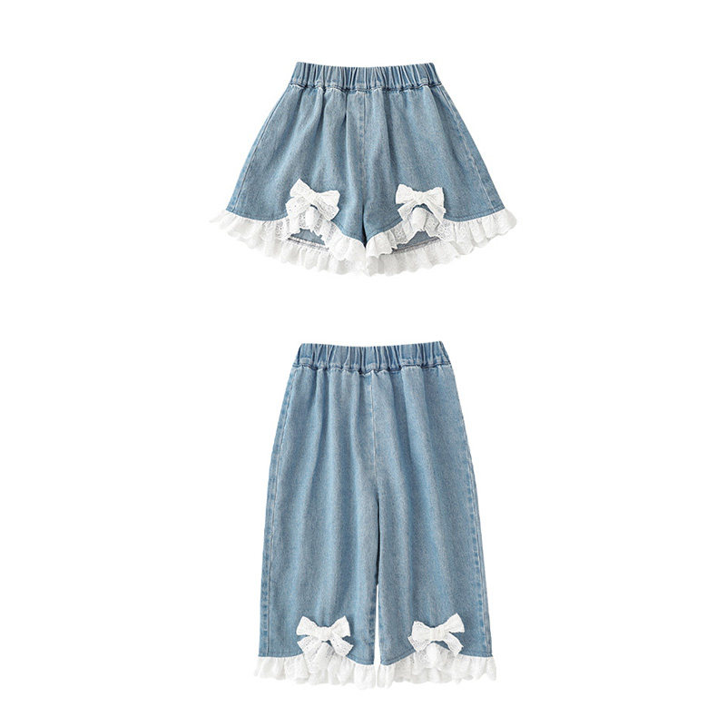 幼悠女童蕾丝边牛仔裤宝宝可爱蝴蝶结短裤2025夏季新款儿童裤子潮,淘宝优惠券,粉丝福利购,淘宝优惠卷