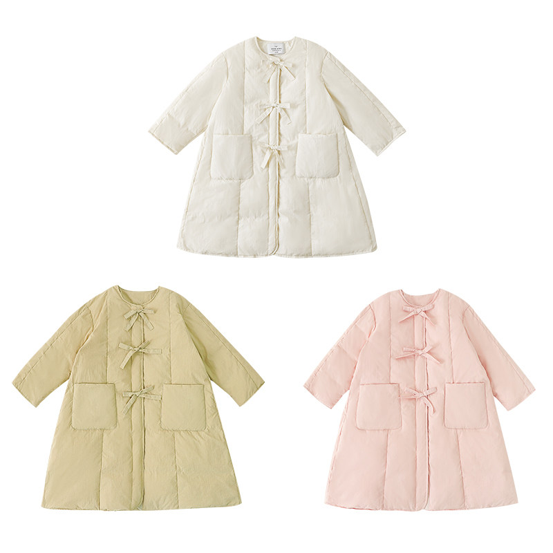 幼悠 女童浪漫温度A字淑女羽绒服儿童俏皮可爱手缝蝴蝶结圆领外套,淘宝优惠券,粉丝福利购,淘宝优惠卷