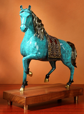 铜一家铜摆件安达卢西亚马客厅玄关桌开业礼品新中式新品摆件