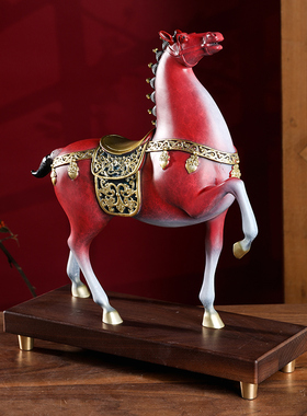 铜一家2025年新品黄铜鸿运唐马马到成功 办公室书房摆件礼品