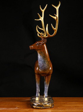 铜一家全黄铜麋鹿2025新品办公室书房摆件礼品新中式摆件