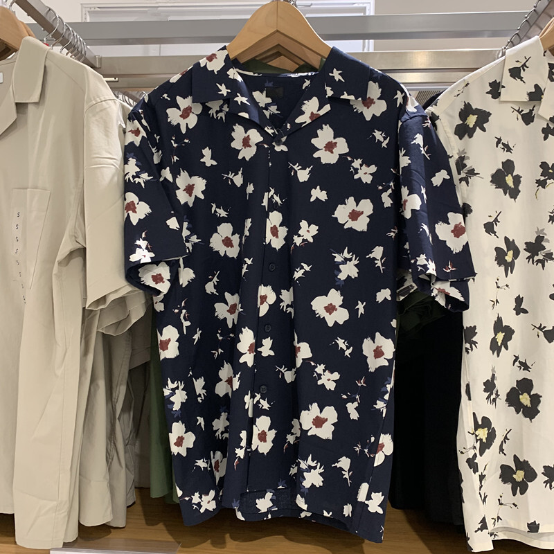 日单男装女装25夏季新款莫代尔棉混纺印花开领衬衫短袖衬衣477644
