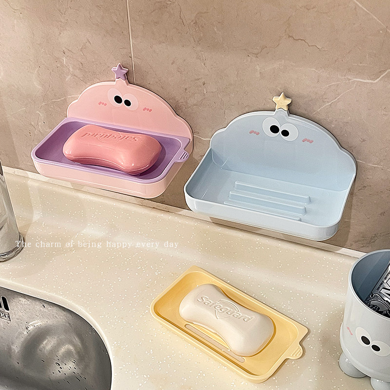 大眼仔肥皂盒壁挂式免打孔可爱学生宿舍双层沥水情侣闺蜜香皂盒子,淘宝优惠券,粉丝福利购,淘宝优惠卷