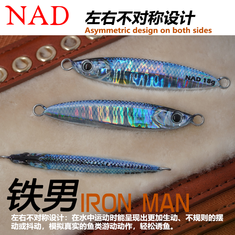 NAD那点铁板路亚饵18g/24g3D仿生铁男IRON MANⅡ远投亮丝双钩飘落 - 图2