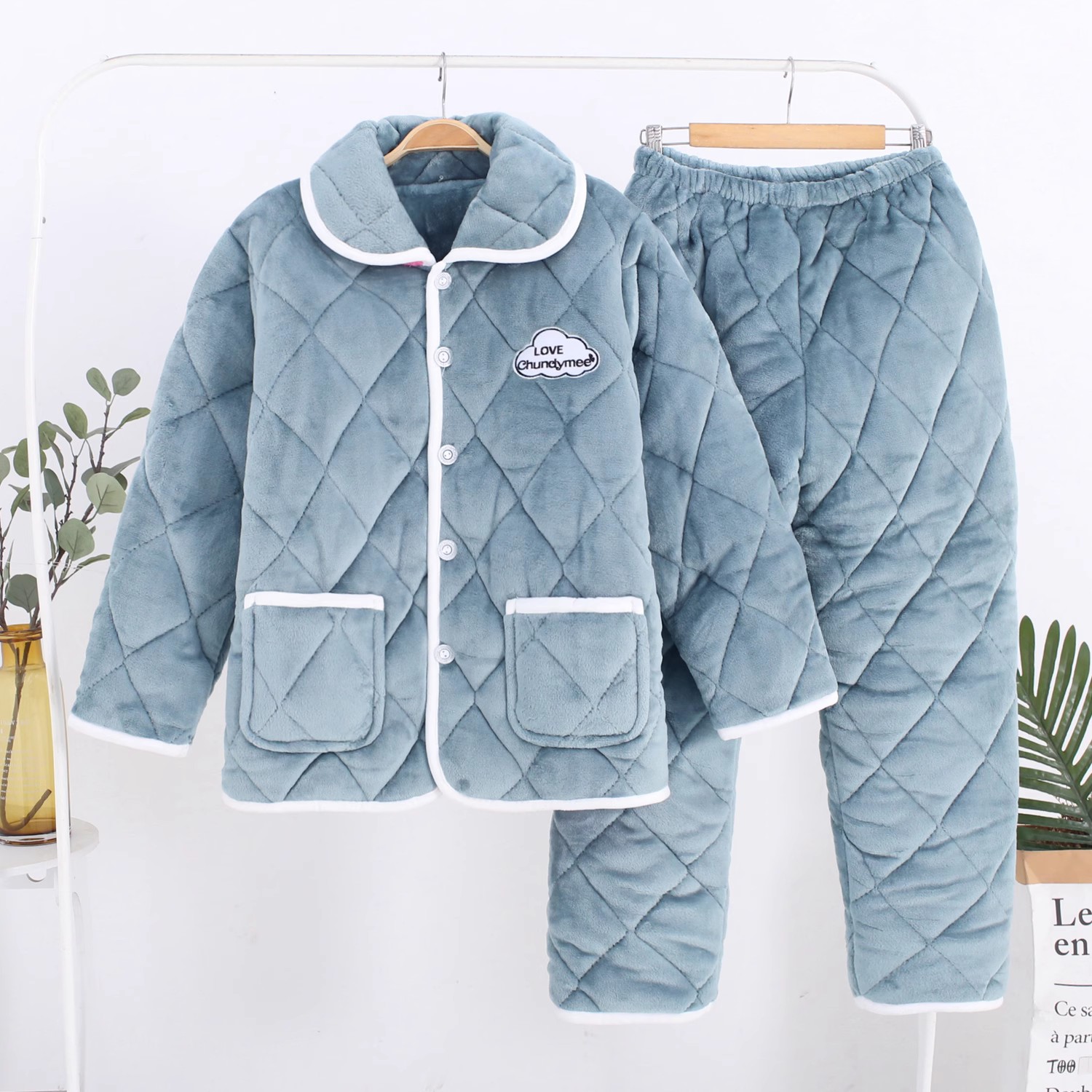 睡衣女冬季三层加厚夹棉睡衣女珊瑚绒法兰绒秋冬天保暖家居服棉袄,淘宝优惠券,粉丝福利购,淘宝优惠卷