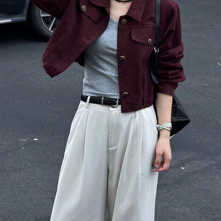 欧货小个子牛仔外套女短款2025年春季韩系显瘦宽松休闲翻领牛仔衣 - 图3