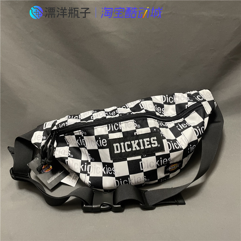 Dickies 蒂克 黑白棋盘格 Logo印花单肩包休闲运动百搭斜挎腰包