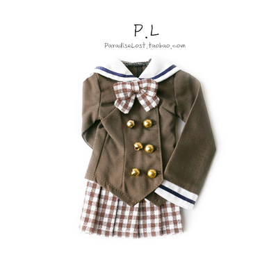 Pl 现货bjd娃衣dd3分叶罗丽mdd格子裙sd套装学生服校服6分4分制服 虎窝淘