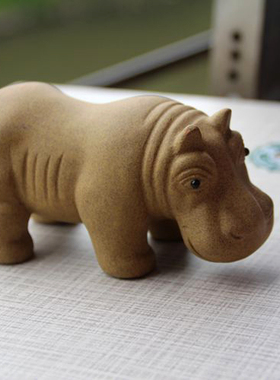 紫砂雕塑河马创意招财茶宠摆件