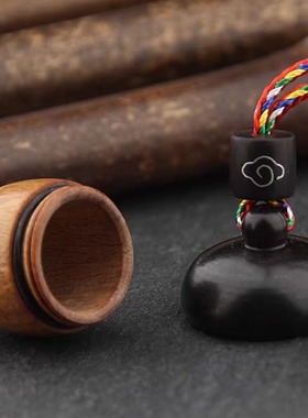 木质防水小松果黑檀木嘎乌盒吊坠