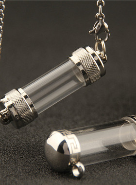 男女钛钢空心双头横挂吊坠项链