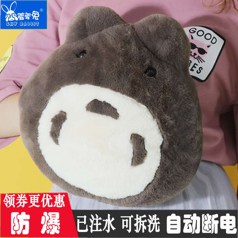 热水袋充电防爆电暖宝暖水袋注水可爱卡通煖宝宝毛绒暖手宝可拆洗 - 图0